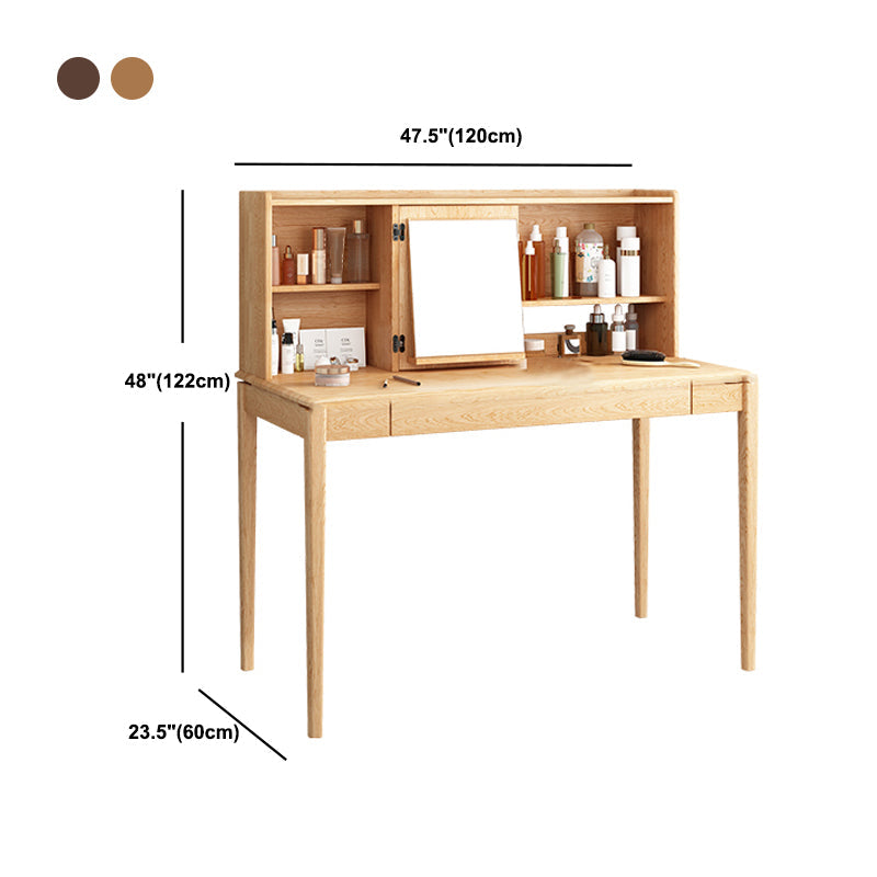 鏡付きの伝統的な虚栄心、スツールと鏡のある48 "の高さの虚栄心セット