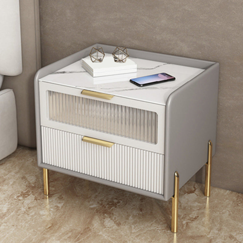 Wood Nightstand 16" Wide Bed Nightstand with Draewrs and Legs Light Gray 2 Clearhalo 'Bedroom Furniture' 'furn' 'furn_night_stand' 'Furniture' 'night_stand' 'Nightstands' 5340959