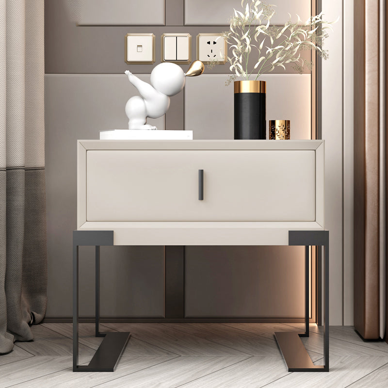 Leather Sled Nightstand 20" Tall Leather Night Table with 1 Drawer Clearhalo 'Bedroom Furniture' 'furn' 'furn_night_stand' 'Furniture' 'night_stand' 'Nightstands' 5340965