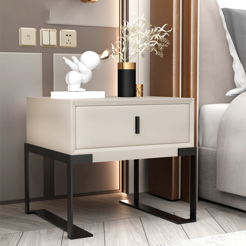 Leather Sled Nightstand 20" Tall Leather Night Table with 1 Drawer Clearhalo 'Bedroom Furniture' 'furn' 'furn_night_stand' 'Furniture' 'night_stand' 'Nightstands' 5340968