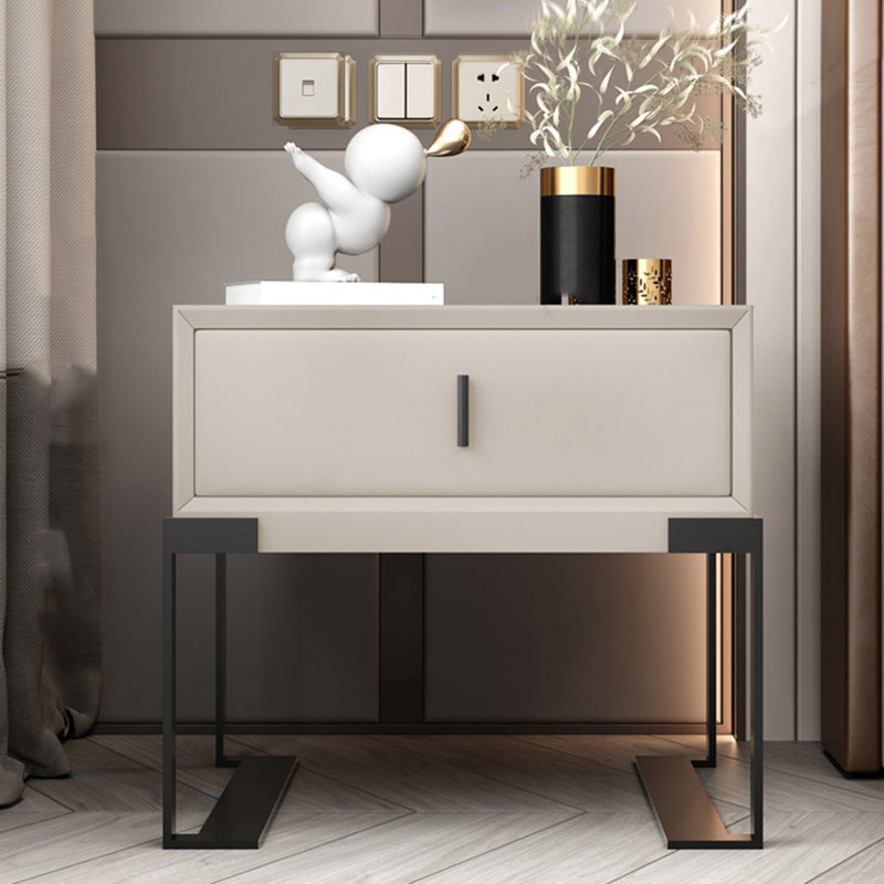 Leather Sled Nightstand 20" Tall Leather Night Table with 1 Drawer Clearhalo 'Bedroom Furniture' 'furn' 'furn_night_stand' 'Furniture' 'night_stand' 'Nightstands' 5340969