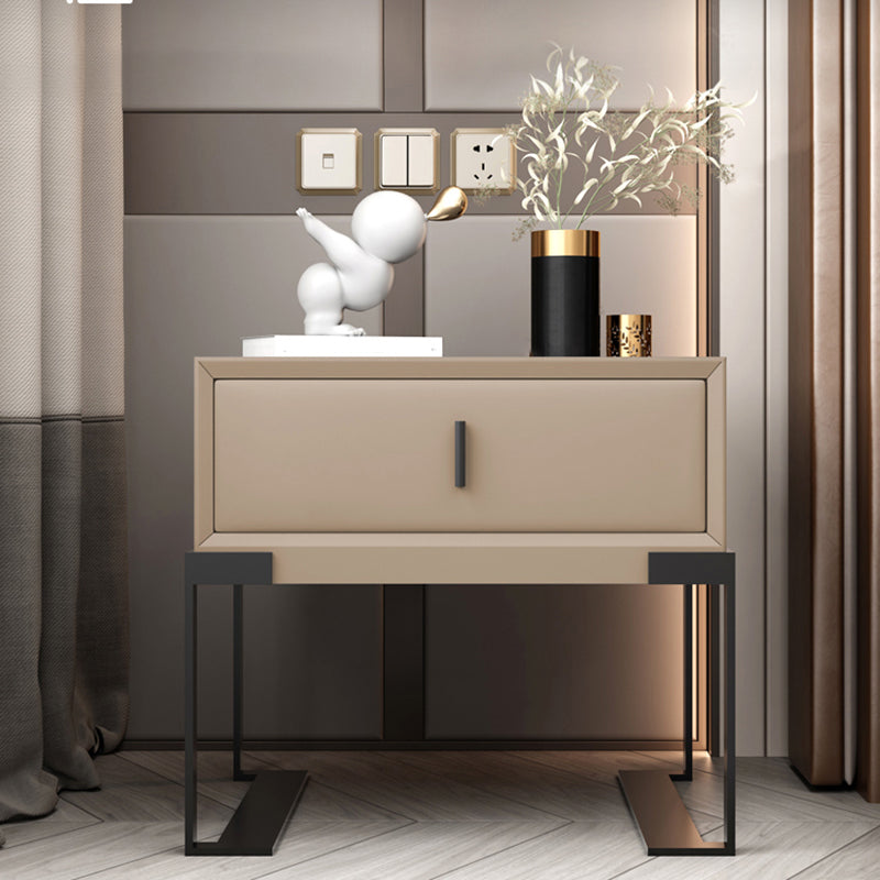 Leather Sled Nightstand 20" Tall Leather Night Table with 1 Drawer Clearhalo 'Bedroom Furniture' 'furn' 'furn_night_stand' 'Furniture' 'night_stand' 'Nightstands' 5340972