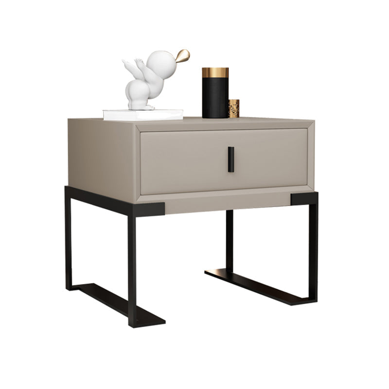 Leather Sled Nightstand 20" Tall Leather Night Table with 1 Drawer Clearhalo 'Bedroom Furniture' 'furn' 'furn_night_stand' 'Furniture' 'night_stand' 'Nightstands' 5340974