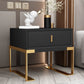 Leather Sled Nightstand 20" Tall Leather Night Table with 1 Drawer Gold Black Clearhalo 'Bedroom Furniture' 'furn' 'furn_night_stand' 'Furniture' 'night_stand' 'Nightstands' 5340984