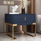 Leather Sled Nightstand 20" Tall Leather Night Table with 1 Drawer Gold Blue Clearhalo 'Bedroom Furniture' 'furn' 'furn_night_stand' 'Furniture' 'night_stand' 'Nightstands' 5340987