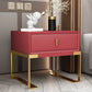 Leather Sled Nightstand 20" Tall Leather Night Table with 1 Drawer Gold Red Clearhalo 'Bedroom Furniture' 'furn' 'furn_night_stand' 'Furniture' 'night_stand' 'Nightstands' 5340988