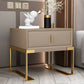 Leather Sled Nightstand 20" Tall Leather Night Table with 1 Drawer Gold Khaki Clearhalo 'Bedroom Furniture' 'furn' 'furn_night_stand' 'Furniture' 'night_stand' 'Nightstands' 5340989
