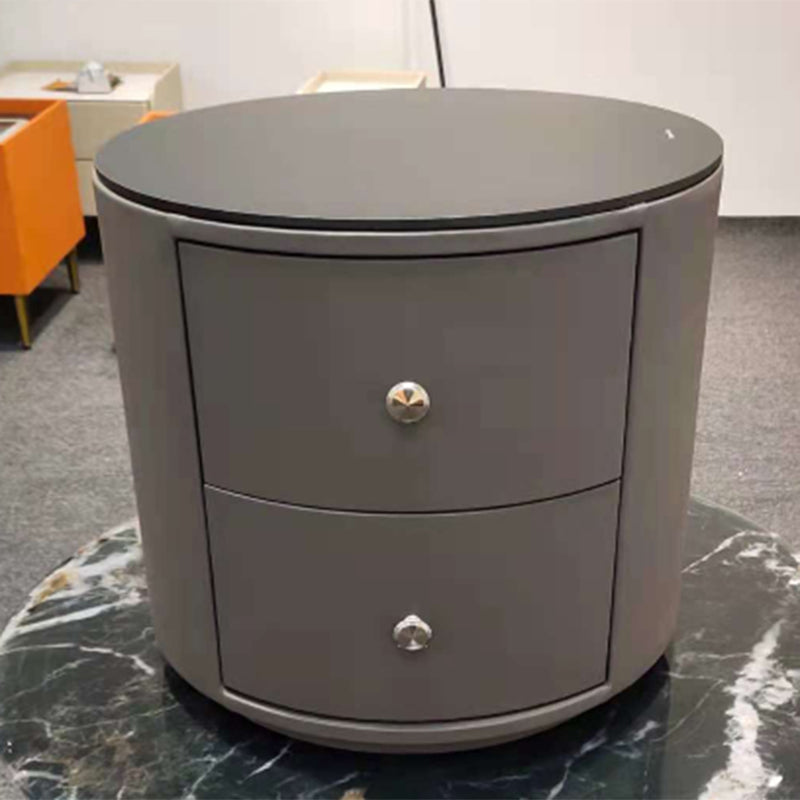 2 Schubladen Nachttisch mit Stein/Glasobertisch 18,5 "hoher Holz Akzenttisch Nachttisch