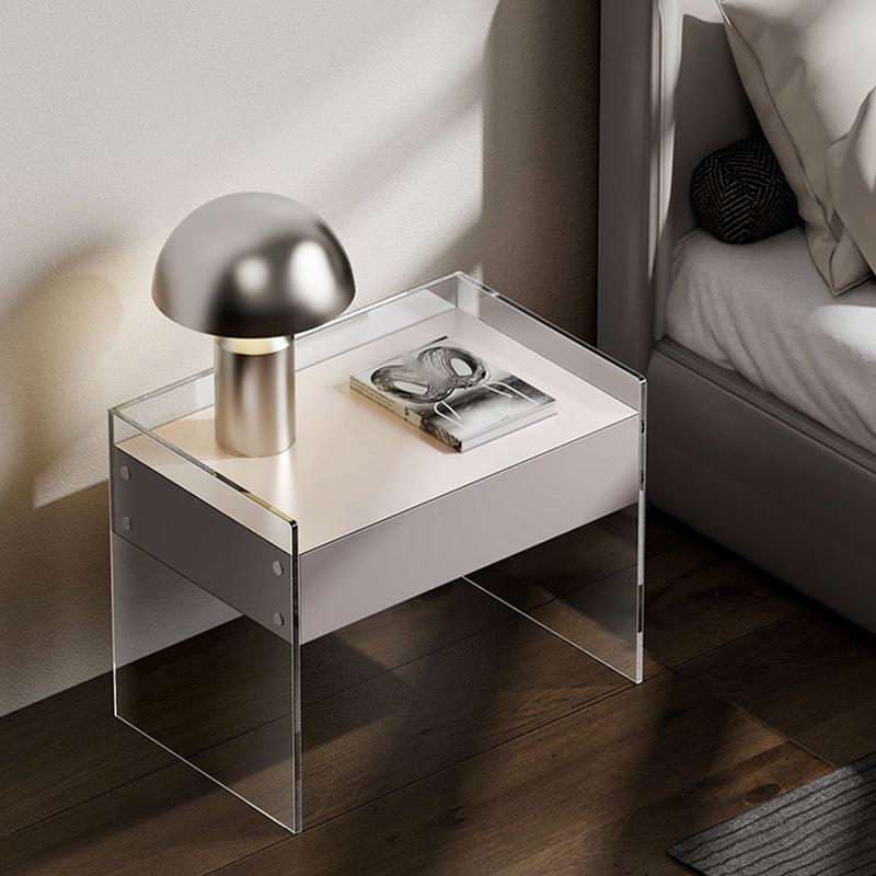 Comodino alto 20 "comodino da letto largo in bianco con le gambe