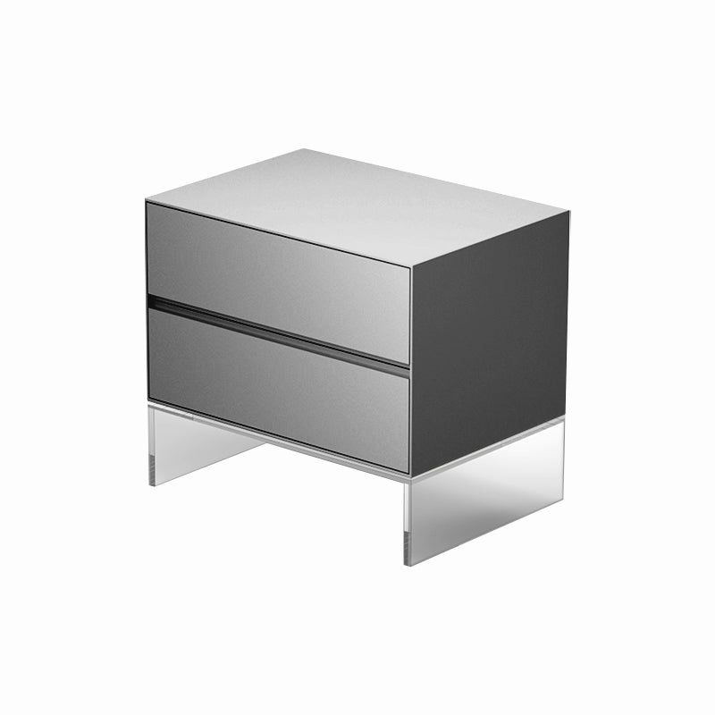 Contemporary Wood Nightstand 20-inch Tall 2-Drawer Night Table with Acrylic Base 16"L x 16"W x 20"H Light Gray Clearhalo 'Bedroom Furniture' 'furn' 'furn_night_stand' 'Furniture' 'night_stand' 'Nightstands' 5341068