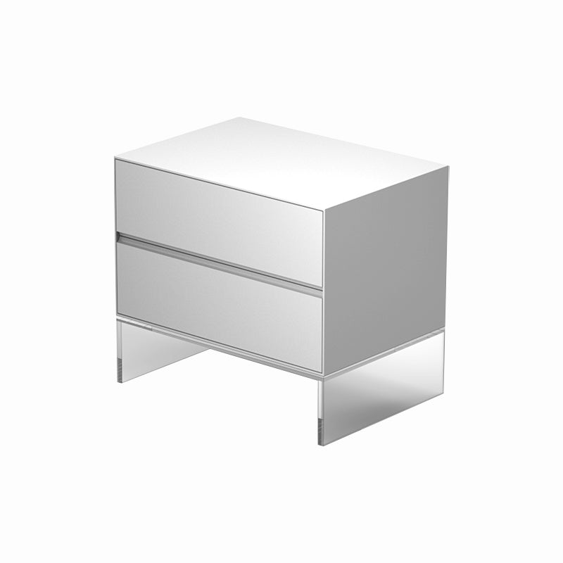 Contemporary Wood Nightstand 20-inch Tall 2-Drawer Night Table with Acrylic Base 16"L x 16"W x 20"H White Clearhalo 'Bedroom Furniture' 'furn' 'furn_night_stand' 'Furniture' 'night_stand' 'Nightstands' 5341069