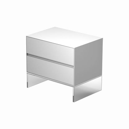 Contemporary Wood Nightstand 20-inch Tall 2-Drawer Night Table with Acrylic Base 16"L x 16"W x 20"H White Clearhalo 'Bedroom Furniture' 'furn' 'furn_night_stand' 'Furniture' 'night_stand' 'Nightstands' 5341069