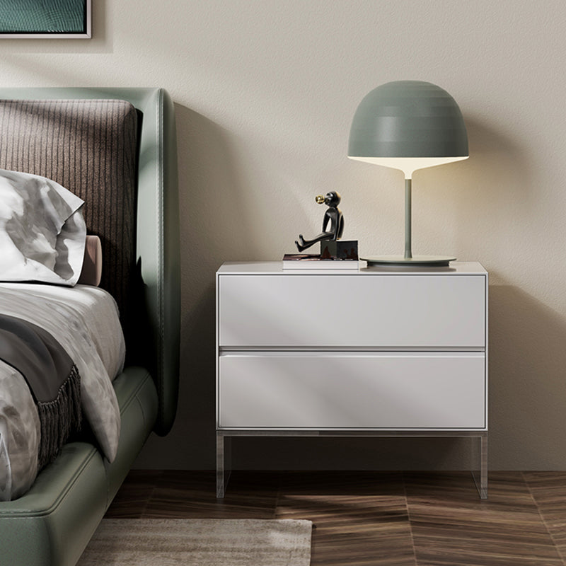 Contemporary Wood Nightstand 20-inch Tall 2-Drawer Night Table with Acrylic Base Clearhalo 'Bedroom Furniture' 'furn' 'furn_night_stand' 'Furniture' 'night_stand' 'Nightstands' 5341070