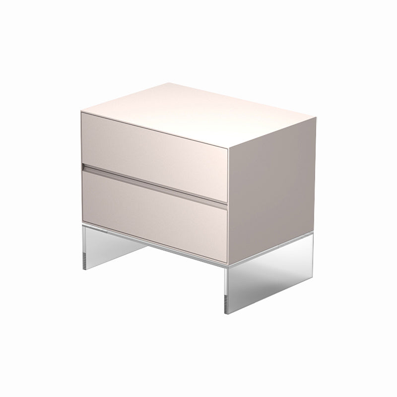 Contemporary Wood Nightstand 20-inch Tall 2-Drawer Night Table with Acrylic Base 16"L x 16"W x 20"H Apricot Clearhalo 'Bedroom Furniture' 'furn' 'furn_night_stand' 'Furniture' 'night_stand' 'Nightstands' 5341072