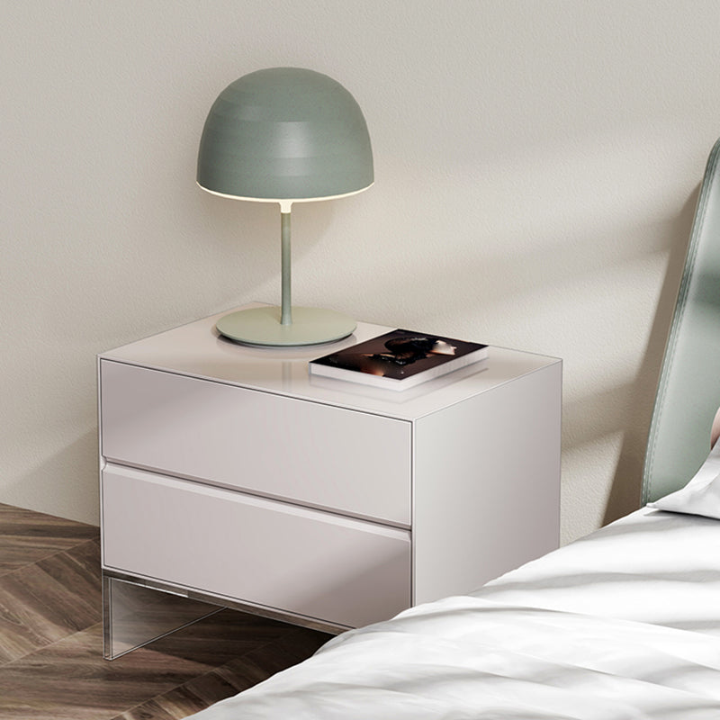 Contemporary Wood Nightstand 20-inch Tall 2-Drawer Night Table with Acrylic Base Clearhalo 'Bedroom Furniture' 'furn' 'furn_night_stand' 'Furniture' 'night_stand' 'Nightstands' 5341073