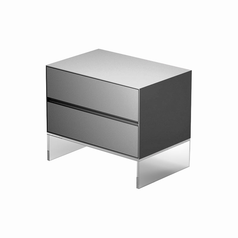 Contemporary Wood Nightstand 20-inch Tall 2-Drawer Night Table with Acrylic Base 20"L x 16"W x 20"H Light Gray Clearhalo 'Bedroom Furniture' 'furn' 'furn_night_stand' 'Furniture' 'night_stand' 'Nightstands' 5341074