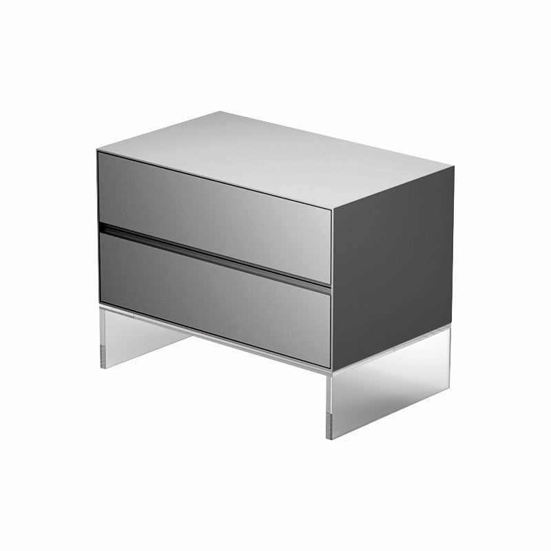 Contemporary Wood Nightstand 20-inch Tall 2-Drawer Night Table with Acrylic Base 22"L x 16"W x 20"H Light Gray Clearhalo 'Bedroom Furniture' 'furn' 'furn_night_stand' 'Furniture' 'night_stand' 'Nightstands' 5341078