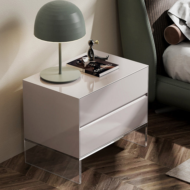 Contemporary Wood Nightstand 20-inch Tall 2-Drawer Night Table with Acrylic Base Clearhalo 'Bedroom Furniture' 'furn' 'furn_night_stand' 'Furniture' 'night_stand' 'Nightstands' 5341080