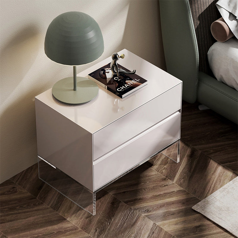 Contemporary Wood Nightstand 20-inch Tall 2-Drawer Night Table with Acrylic Base Clearhalo 'Bedroom Furniture' 'furn' 'furn_night_stand' 'Furniture' 'night_stand' 'Nightstands' 5341083