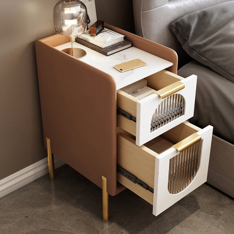 2つの引き出しを備えた現代のナイトスタンド16 "幅のソリッドウッドベッドサイドキャビネット