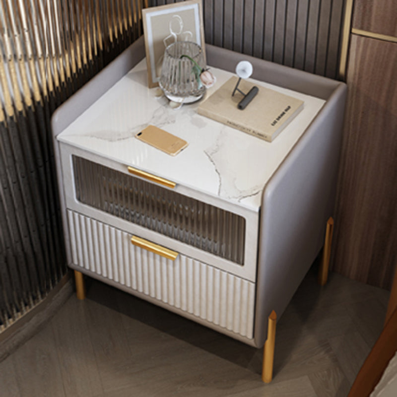 2つの引き出しを備えた現代のナイトスタンド16 "幅のソリッドウッドベッドサイドキャビネット