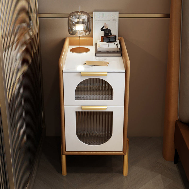 2つの引き出しを備えた現代のナイトスタンド16 "幅のソリッドウッドベッドサイドキャビネット