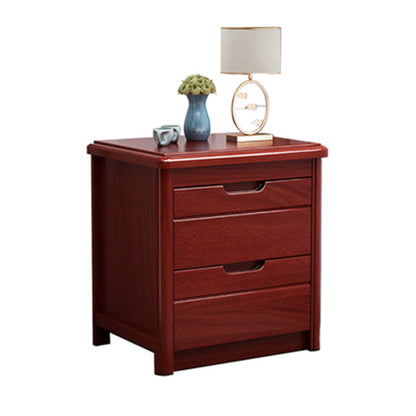 Solid Wood Bedside Table 20" Tall 2-Drawer Night Table in Walnut