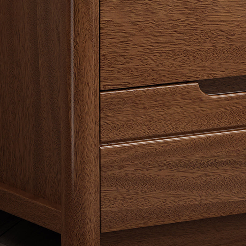 Solid Wood Bedside Table 20" Tall 2-Drawer Night Table in Walnut