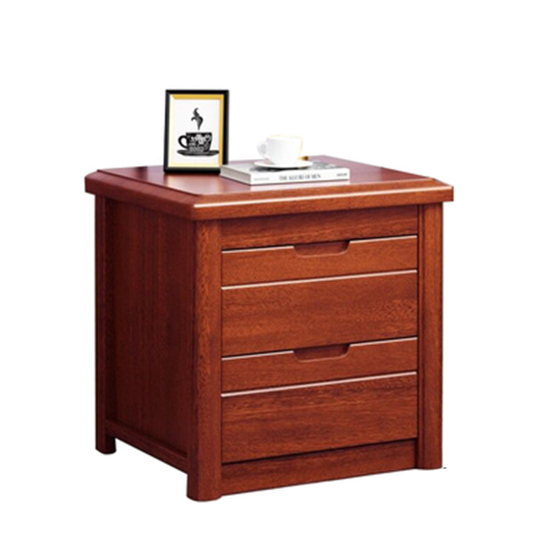 Solid Wood Bedside Table 20" Tall 2-Drawer Night Table in Walnut