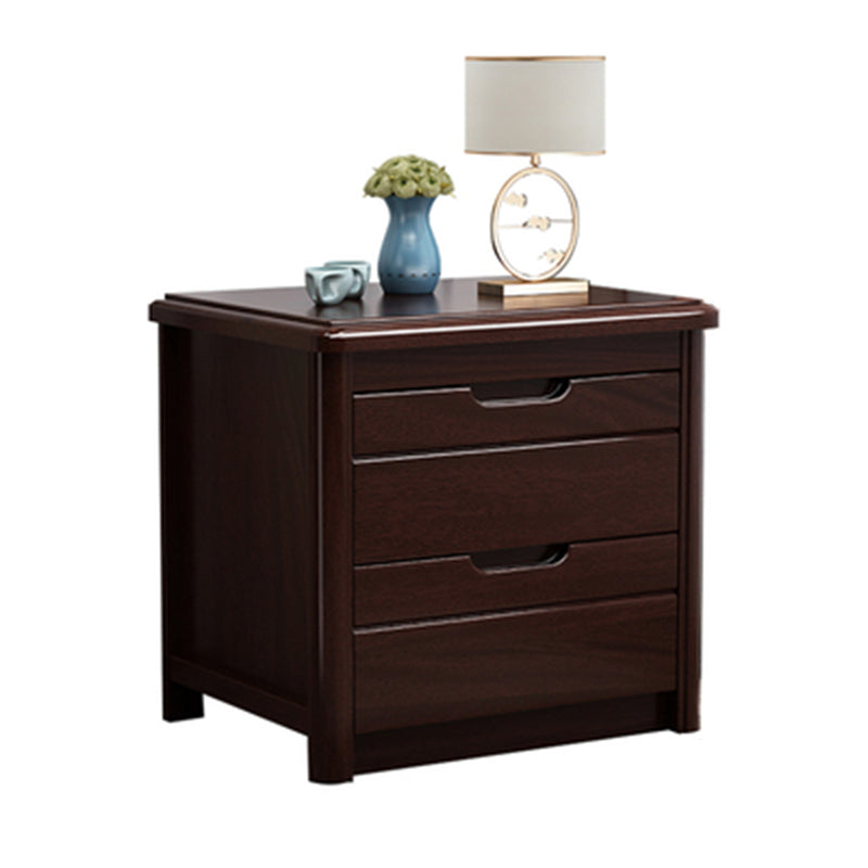 Solid Wood Bedside Table 20" Tall 2-Drawer Night Table in Walnut