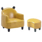 Basic Four Leg Arm Chair Arms Included Barrel Accent Chair, 20.47" W √ó 20.08" L √ó 20.47" H Yellow Faux Leather With Ottoman Clearhalo 'Accent Chairs' 'accent_chairs' 'Chairs & Seating' 'furn' 'furn_accent_chairs' 'Furniture' 'Living Room Furniture' 5341278