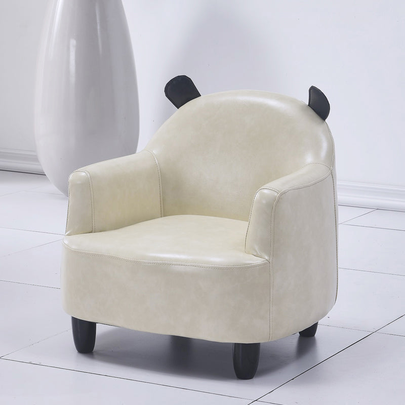 Basic Four Leg Arm Chair Arms Included Barrel Accent Chair, 20.47" W √ó 20.08" L √ó 20.47" H Beige Faux Leather Without Ottoman Clearhalo 'Accent Chairs' 'accent_chairs' 'Chairs & Seating' 'furn' 'furn_accent_chairs' 'Furniture' 'Living Room Furniture' 5341281