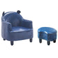 Basic Four Leg Arm Chair Arms Included Barrel Accent Chair, 20.47" W √ó 20.08" L √ó 20.47" H Blue Faux Leather With Ottoman Clearhalo 'Accent Chairs' 'accent_chairs' 'Chairs & Seating' 'furn' 'furn_accent_chairs' 'Furniture' 'Living Room Furniture' 5341288