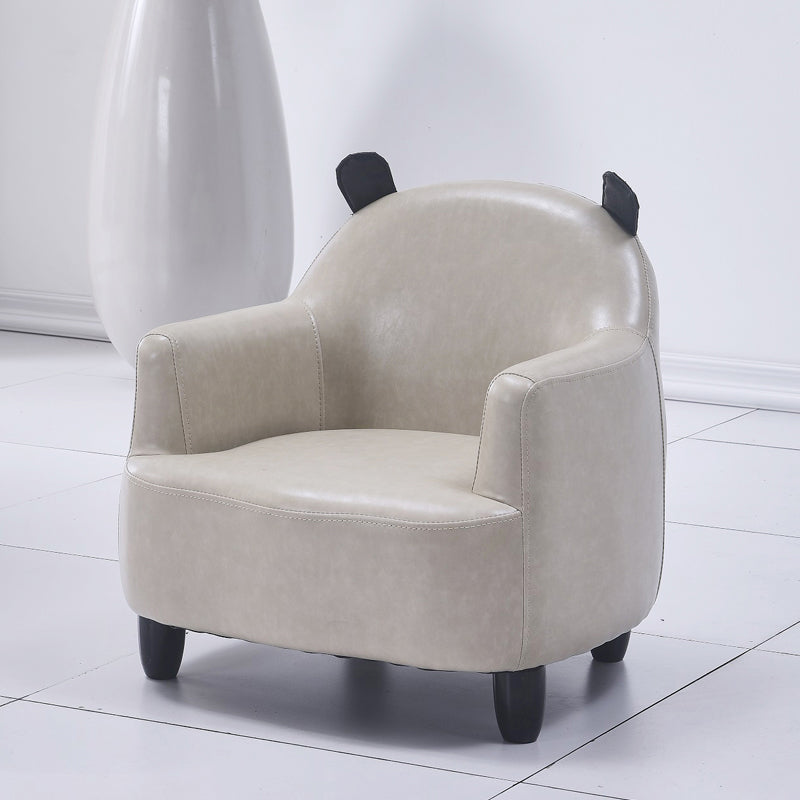 Basic Four Leg Arm Chair Arms Included Barrel Accent Chair, 20.47" W √ó 20.08" L √ó 20.47" H Grey Faux Leather Without Ottoman Clearhalo 'Accent Chairs' 'accent_chairs' 'Chairs & Seating' 'furn' 'furn_accent_chairs' 'Furniture' 'Living Room Furniture' 5341298