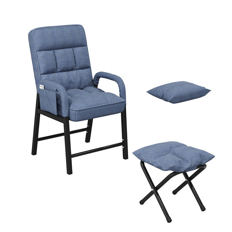 Linen Chair 22" L x20.8 W x36.2"H Convertible Chair for Living Room Blue With Ottoman Clearhalo 'Accent Chairs' 'accent_chairs' 'Chairs & Seating' 'furn' 'furn_accent_chairs' 'Furniture' 'Living Room Furniture' 5341408