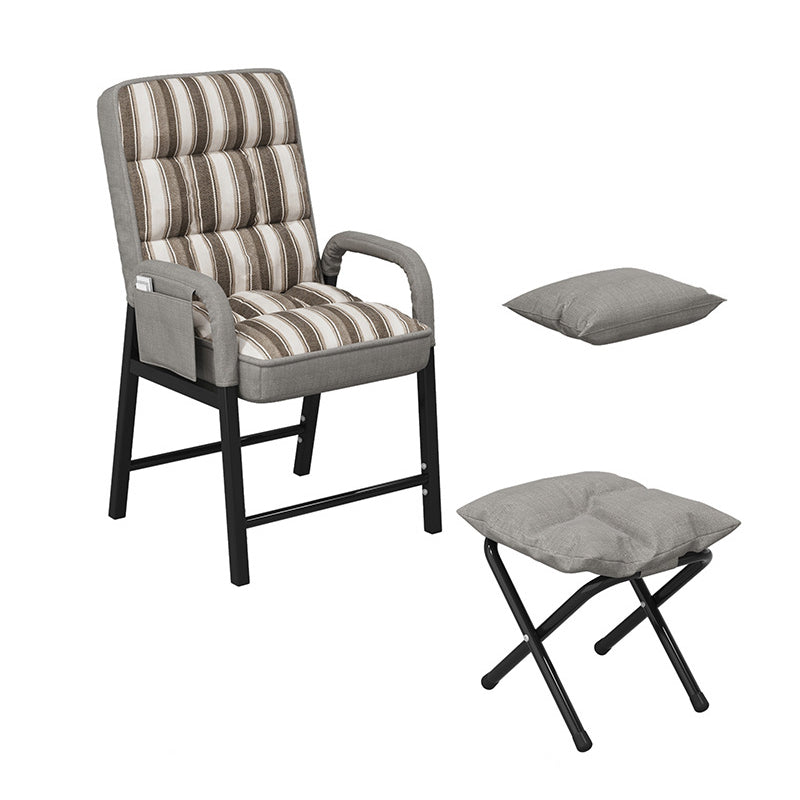 Linen Chair 22" L x20.8 W x36.2"H Convertible Chair for Living Room Grey White With Ottoman Clearhalo 'Accent Chairs' 'accent_chairs' 'Chairs & Seating' 'furn' 'furn_accent_chairs' 'Furniture' 'Living Room Furniture' 5341411