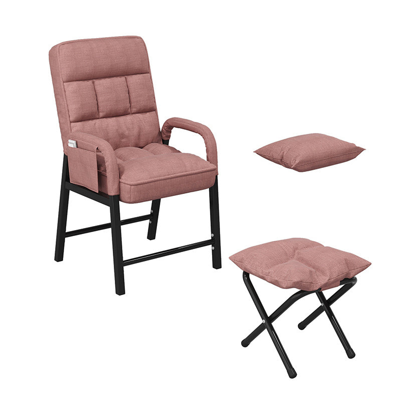 Linen Chair 22" L x20.8 W x36.2"H Convertible Chair for Living Room Pink With Ottoman Clearhalo 'Accent Chairs' 'accent_chairs' 'Chairs & Seating' 'furn' 'furn_accent_chairs' 'Furniture' 'Living Room Furniture' 5341415