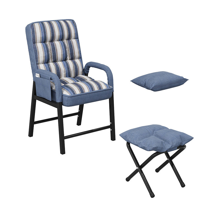 Linen Chair 22" L x20.8 W x36.2"H Convertible Chair for Living Room Blue White With Ottoman Clearhalo 'Accent Chairs' 'accent_chairs' 'Chairs & Seating' 'furn' 'furn_accent_chairs' 'Furniture' 'Living Room Furniture' 5341424
