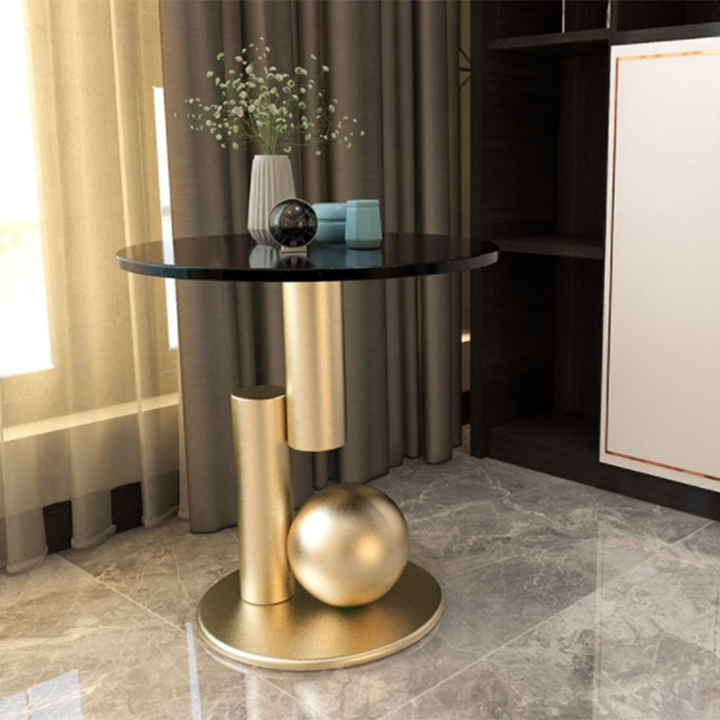 Mident secolo moderno rotondo rotondo resistente al graffio laterale tavolo da piedistallo di ferro.