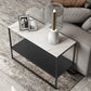 Modern Rectangular Stone End Table Sled Sofa Side Table with Shelf