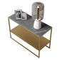 Modern Rectangular Stone End Table Sled Sofa Side Table with Shelf