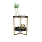 Modern Style Metal Iron Gold Base Slab/marble Top Round with Storage Rack Side Table