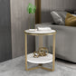 Modern Style Metal Iron Gold Base Slab/marble Top Round with Storage Rack Side Table