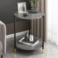 Contemporary Stone Top Side End Table Round Metal Frame Sofa Side Table 15.7"L x 15.7"W x 23.6"H Gray Clearhalo 'Coffee & Accent Tables' 'End & Side Tables' 'end_side_tables' 'furn' 'furn_end_side_tables' 'Furniture' 'Living Room Furniture' 5341578