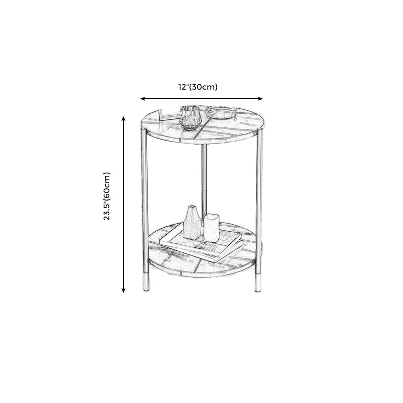 Contemporary Stone Top Side End Table Round Metal Frame Sofa Side Table Clearhalo 'Coffee & Accent Tables' 'End & Side Tables' 'end_side_tables' 'furn' 'furn_end_side_tables' 'Furniture' 'Living Room Furniture' 5341585