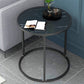 Glam Round Wooden Top End Table Steel Frame Sofa Side End Table for Living Room 16"L x 16"W x 18"H Black Black Clearhalo 'Coffee & Accent Tables' 'End & Side Tables' 'end_side_tables' 'furn' 'furn_end_side_tables' 'Furniture' 'Living Room Furniture' 5341641