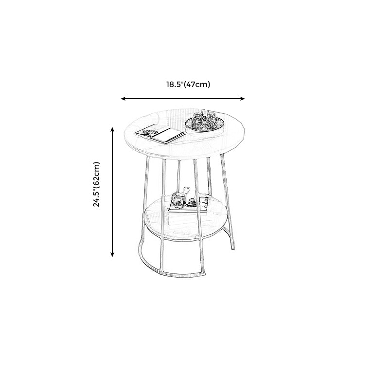 Glam Round Wooden Top End Table Steel Frame Sofa Side End Table for Living Room Clearhalo 'Coffee & Accent Tables' 'End & Side Tables' 'end_side_tables' 'furn' 'furn_end_side_tables' 'Furniture' 'Living Room Furniture' 5341659