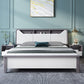 Modern White Rubberwood Standard Bed with Rectangular Headboard