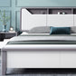 Modern White Rubberwood Standard Bed with Rectangular Headboard