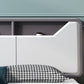 Modern White Rubberwood Standard Bed with Rectangular Headboard